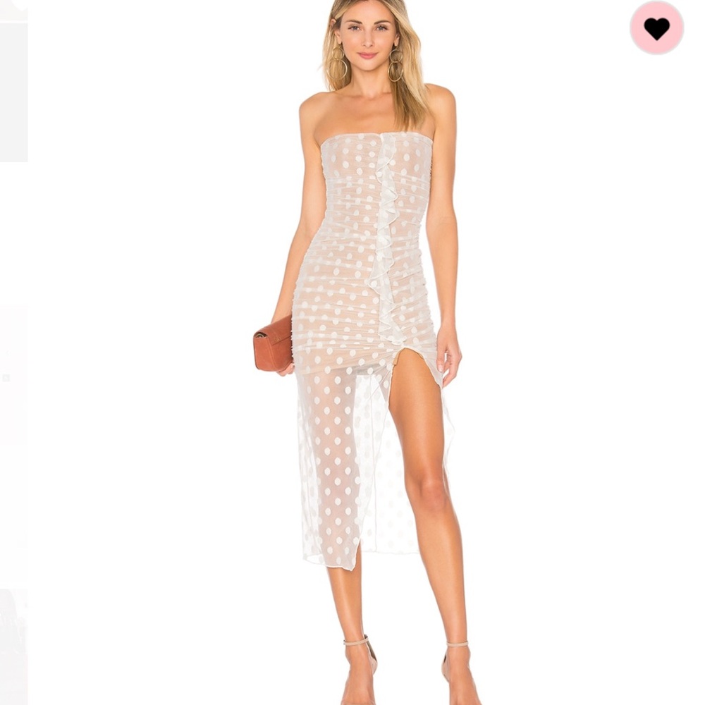 Majorelle White Polka Dot Strapless Dress